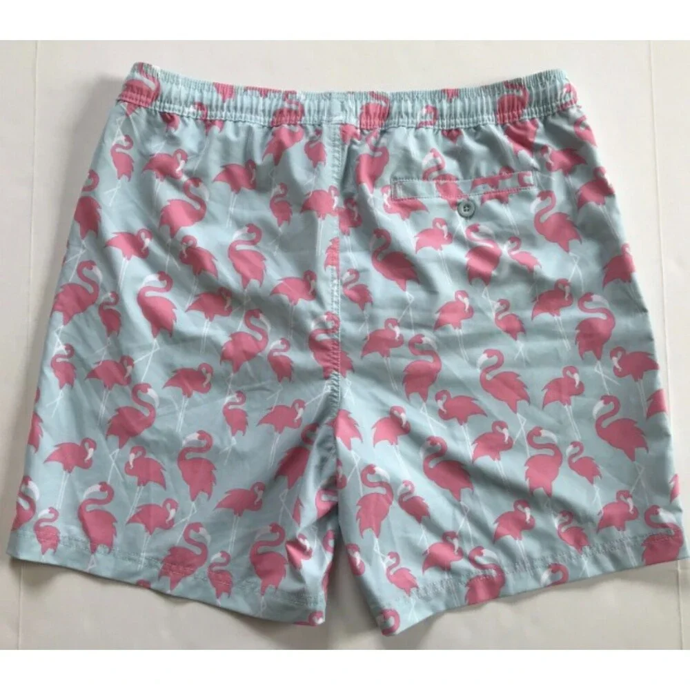 Elysian Supply Company Large Swim Trunks-Flamingo Print-UPF 50 -Novelty-Beach
